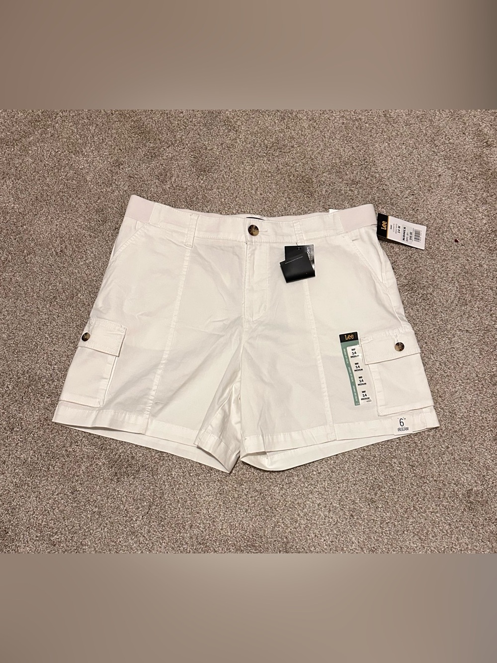 Lee White Cargo Short Shorts